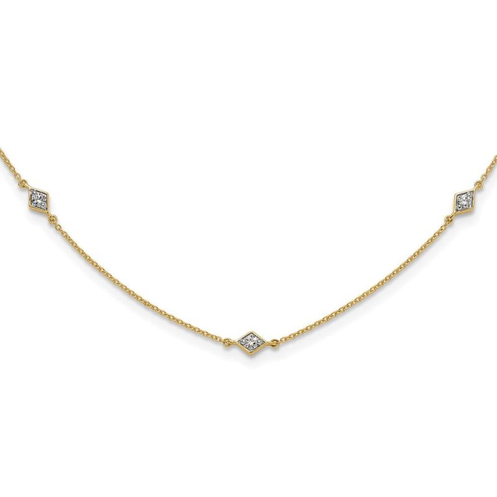 Diamonds and 14k Yellow Gold 7 Station Necklace